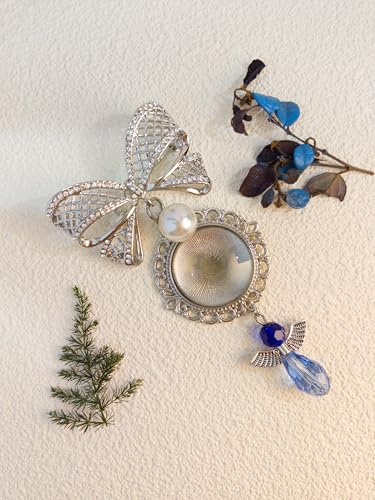 Something Blue Bridal Bouquet Charm Wedding Memorial Bride Shower Gift Wedding Bouquet Memorial for Mother Father DIY Photo Keepsake with Angel Bow Photo Locket2