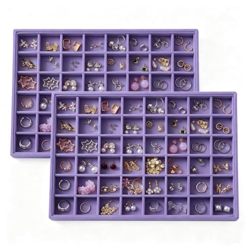 Image of Large Velvet Jewelry Tray Display Drawer Inserts 2 Pack