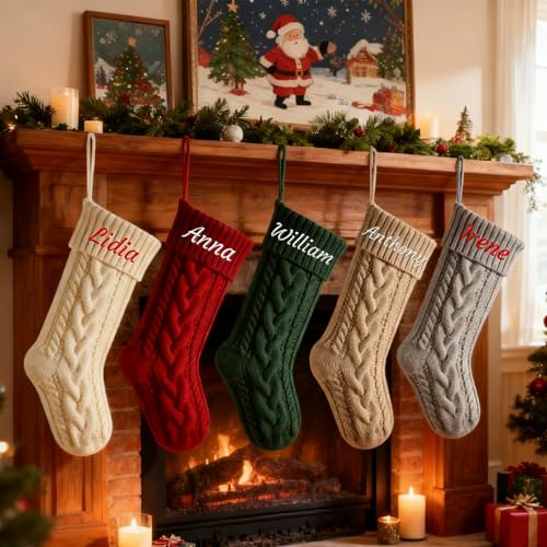 Genérico Media de Navidad Personalizada, Calcetín Navideño Grande, 2 Medias