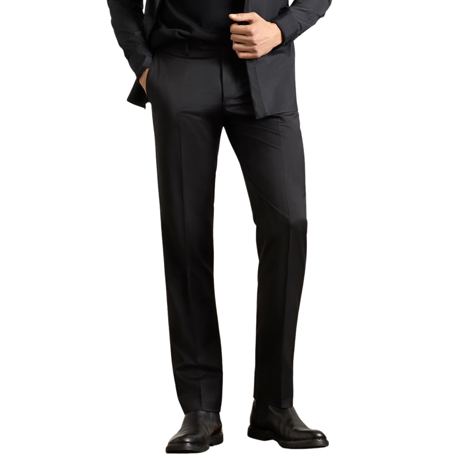Zanella Mens Parker Platinum Italian 100 Wool Dress Pants Super 130s Gabardine Luxury Tailored Trousers Made in Italy
