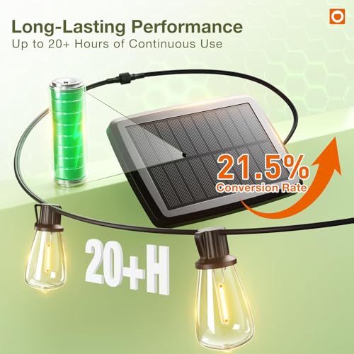 addlon 33(27+6) FT Solar String Lights Waterproof,Patio Light Solar Powered with Remote& USB Port 9+1 LED Shatterproof Bulbs 3 Lighting Modes Outdoor for Camping Backyard Garden