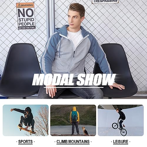 AOTORR Men's Zip Up Hoodie Color Block Long Sleeve Casual Sweatshirt with Pocket4