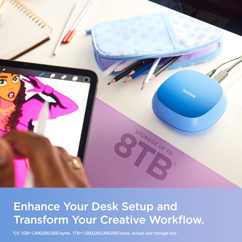 Image of SanDisk 8TB Creator Desk Drive - Up to 1000MB /s, for Laptops and Computers, USB-C, USB 3.2 Gen 2, External Desktop SSD, 1 Month of Adobe Creative Cloud Included - SDSSDT40C-8T00-N25