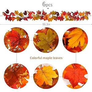 6PCS Fall Maple Leaves Garland, Party Joy 5.6Ft Artificial Maple Leaf Autumn Garland Hanging Fall Vines Table Decorations Front Door Fall Decor Thanksgiving Decorations Decor Outside Indoor Decor 6PCS Fall Maple Leaves Garland Party Joy 56Ft Artificial Maple Leaf Autumn Garland Hanging Fall Vines Table Decorations Front Door Fall Decor Thanksgiving Decorations Decor Outside Indoor Decor