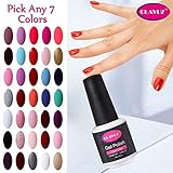 CLAVUZ Soak Off UV Gel Nail Polish Pick Any 7 Colors Collections Nail Lacquer Beauty Nail Art Top and Base Coat can be Pick Set