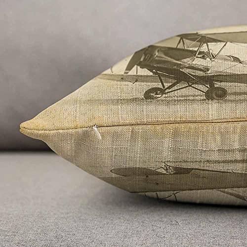 Tks Mitlan Old Vintage Airplane Throw Pillow Case Cushion Cover Air Travel With Biplane At Airfield Retro Aviation Aircraft Linen Couch Bed Sofa Car Waist Cushion Cover 12 X 20 Inch #TOP4