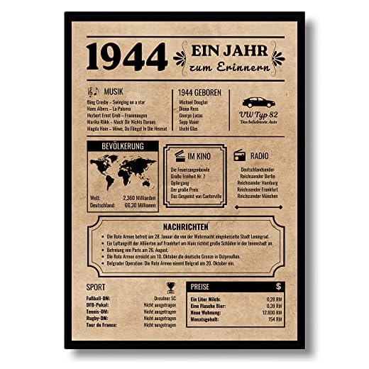 EQUIK PRODUCTS Tarjeta de cumpleaños 1944 | regalo 79 cumpleaños | decoración de cumpleaños | nacido en 1944 | póster vintage | 79 cumpleaños mujeres | 79 cumpleaños hombres | regreso a 1944 (1944)