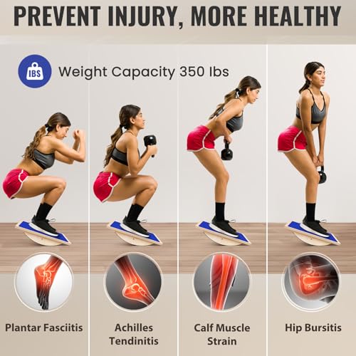Image of Balance Board Professional Wobble Board for Adults Anti-Slip 350LBS Balance Boards for Physical Therapy Standing Desk Core Strength Wooden Balance Board Rocker Board