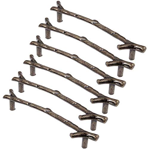 FBSHOP(TM) 6er Retro Bronze Vintage-Stil Zweig Schrankgriff Schrankknöpfe Möbelknöpfe Schubladenknöpfe Möbelgriffe, Knauf für Schrank, Schublade (BA-5,03 Zoll) Cover