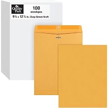 Quality Park 9-1/2" x 12-1/2" Clasp Envelopes, Brown Kraft, Gummed Flap, 100/Box QUA37793
