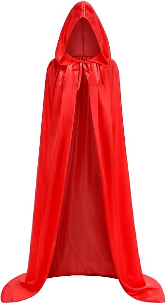 TOONRAIN Hooded Satin Cloak Halloween Cosplay Costume for Unisex Adult Christmas Party Cape