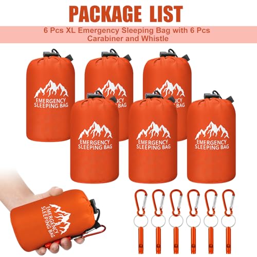 Oudain 6 Pzs Bolsa de Dormir de Emergencia XL Impermeable Bivy Sack con Silbato miniatura 2