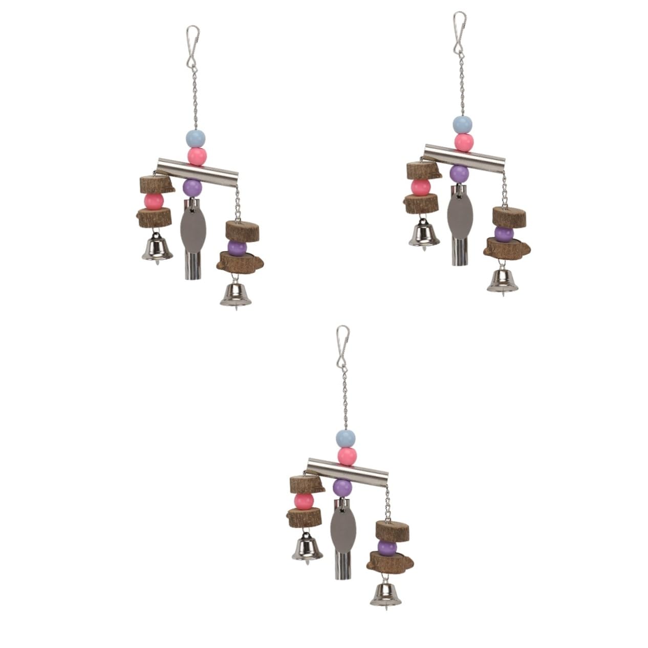 DOITOOL 3pezzi Giochi Per Uccelli Acciaio Inossidabile Con Campanella Giocattolo Appeso Per Pappagalli Per Cage Decor e Divertimento Del Tuo Pet