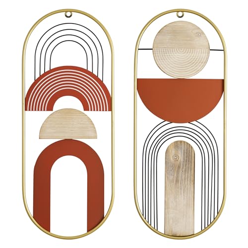 Baroni Home Juego de 2 cuadros de lienzo con marco de madera clar...