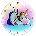 Produktbild Glas Wanduhr Einhorn Liegend Bunt Fabel Tier Pferd Fantasy