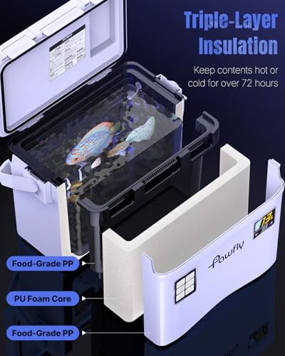 Image of Pawfly 13-19 QT Live Bait Cooler, Leak-Proof Fishing Cooler with Rechargeable Aerator, Portable Fish Livewell for Boat, Insulated Minnow Bucket for Shrimp & Live Fish, Hard Cooler Box for Fishing