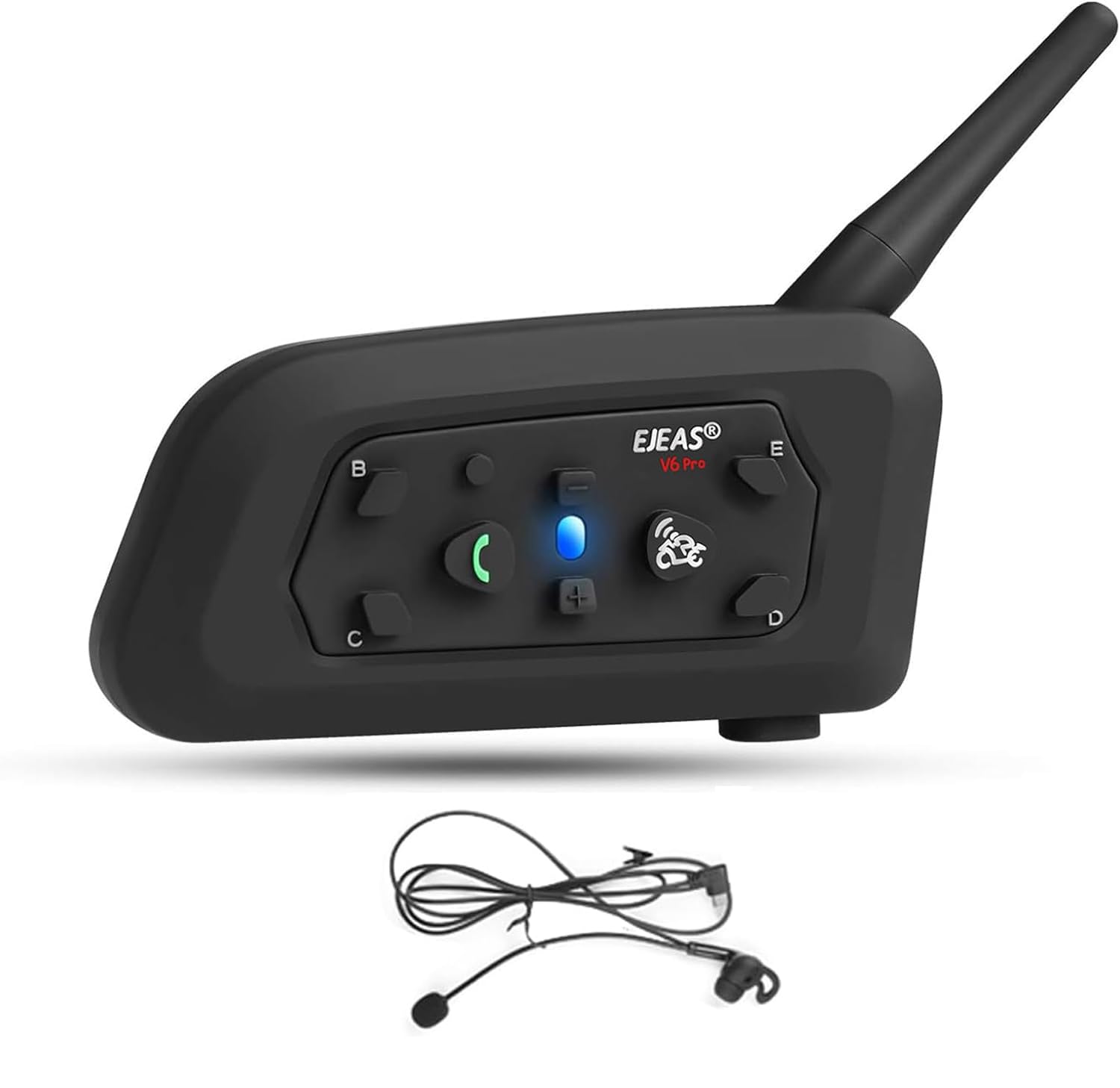 EJEAS V6C Casque Bluetooth Arbitre 850 mAh Full Duplex 1200 M Interphone Bluetooth sans Fil avec Casque et Bracelet de Course pour Soccer Hockey Rugby Sport, USB-C (1 pièce)