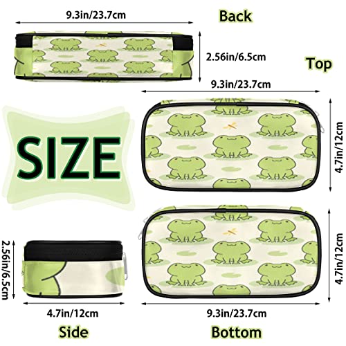 Image of Pardick Cute Frog Big Capacity Pencil Pen Case Animal Frog Large Pencil Pouch with Zipper Compartments Pencil Bag for Boys Girls Adults Student Office School Supplies