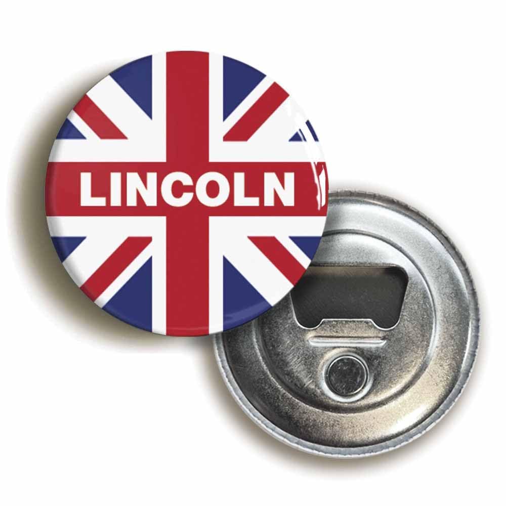Lincoln Union Jack Bottle Opener Fridge Magnet (Circular 2.3inch / 59mm Diameter)
