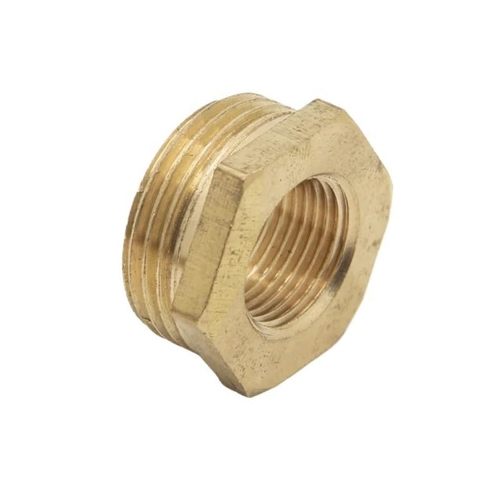 Gohapy One Color Metal Pipe Coupler Brass Hex Bushing Reducer Connector, Metal Threaded Reducing Copper High-Performance For Industrial 1 Piece(1/4Inch*1/2Inch*12.2Mm)