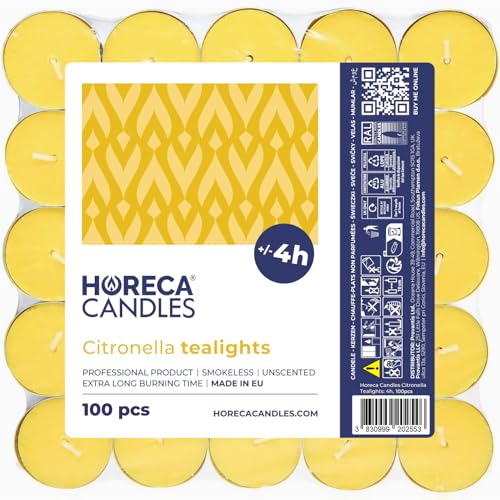 Horeca Candles - Velas de Té con Citronela - Lote de 100 Velas...
