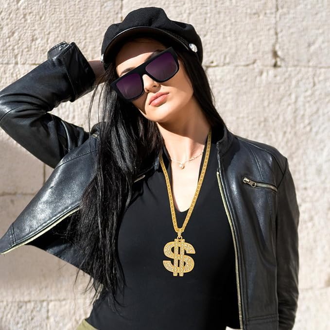 Hip Hop Costume Kit 80s 90s Rapper Accessories, Outfits for Men Women Cosplay Club Old School Themed Party Supplies - Image 5