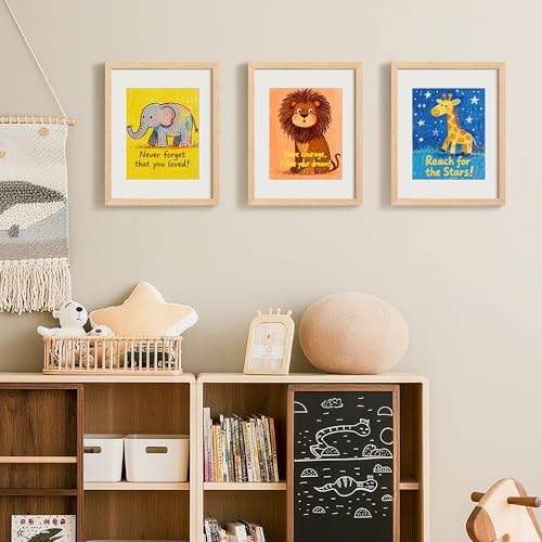 Image of upsimples 11x14 Picture Frame Solid Wooden, Nursery Wall Frames Set of 3