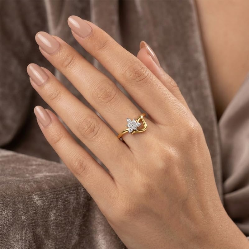 Image of DISHIS 18k(750) /14K(585) Yellow Gold Diamond Ring for Women
