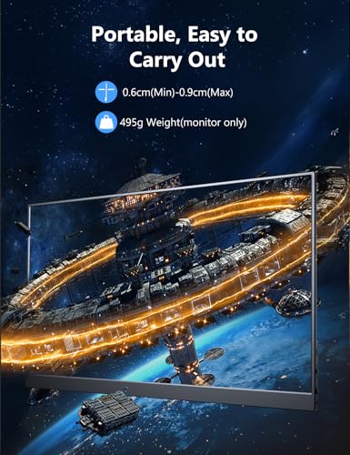 Image of MAGICRAVEN Portable Monitor, 15.6 inch FHD Laptop Screen, Large Gaming Display Second Screen with Speakers & Smart Cover, Portable Monitor Extender for Laptop PC Phone