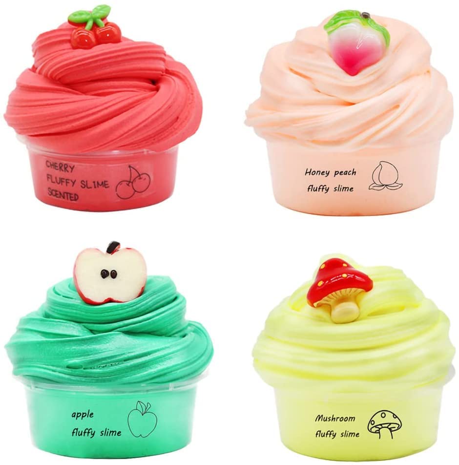 Dubkart Cutie Slime Kit ,Fruits Clay Slime Super Soft & Non-Sticky, Stress Relief Toy Scented Sludge Toy for Kids Education, Party Favor, Gift and Birthday (Slime 60ml x 4 Pack)