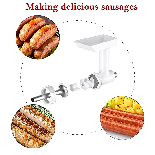 Gvode Sausage Stuffer Kit Compatible with Kitchenaid plastic FGA Food Grinder Attachment-plus Retain