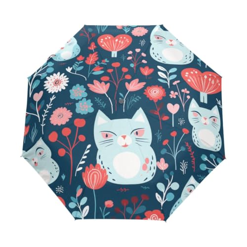 Parapluie pliant chats blancs automatique et coupe-vent résistant pour le voyage
