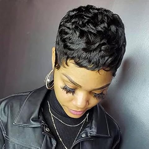 Short Pixie Cut Human Hair Wig for Black Women Cover