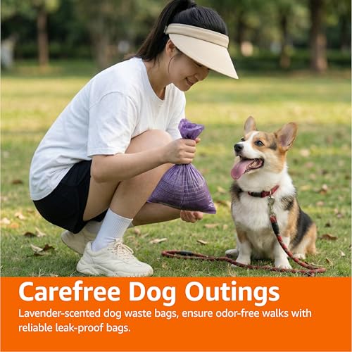 Image of Amazon Basics Premium Lavender Scented Standard Dog Waste Bags, 120 Count (15 Pack of 8)