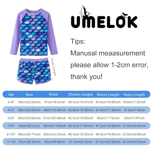 Image of Girl Rash Guard Swimsuit 2-Pieces Long Sleeve Bathing Suit 4-12Years | Kids Swimwear Sets,UPF 50+ Sun Protection,Soft And Comfortable Fabric,Swimming Pool,Beach