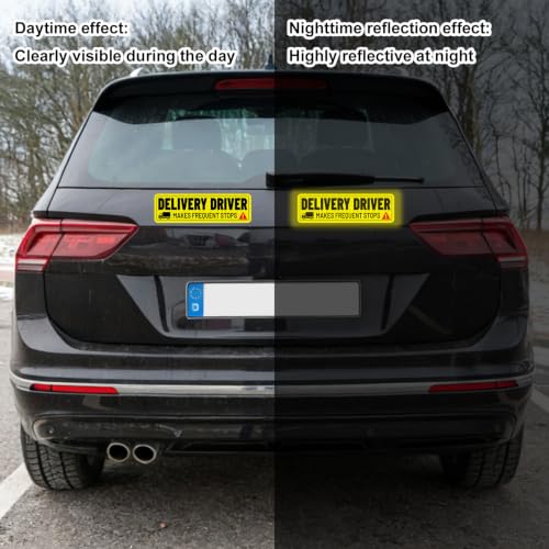 Image of 4pcs Delivery Driver Car Magnet Signs Reflective Decal (2 Design)
