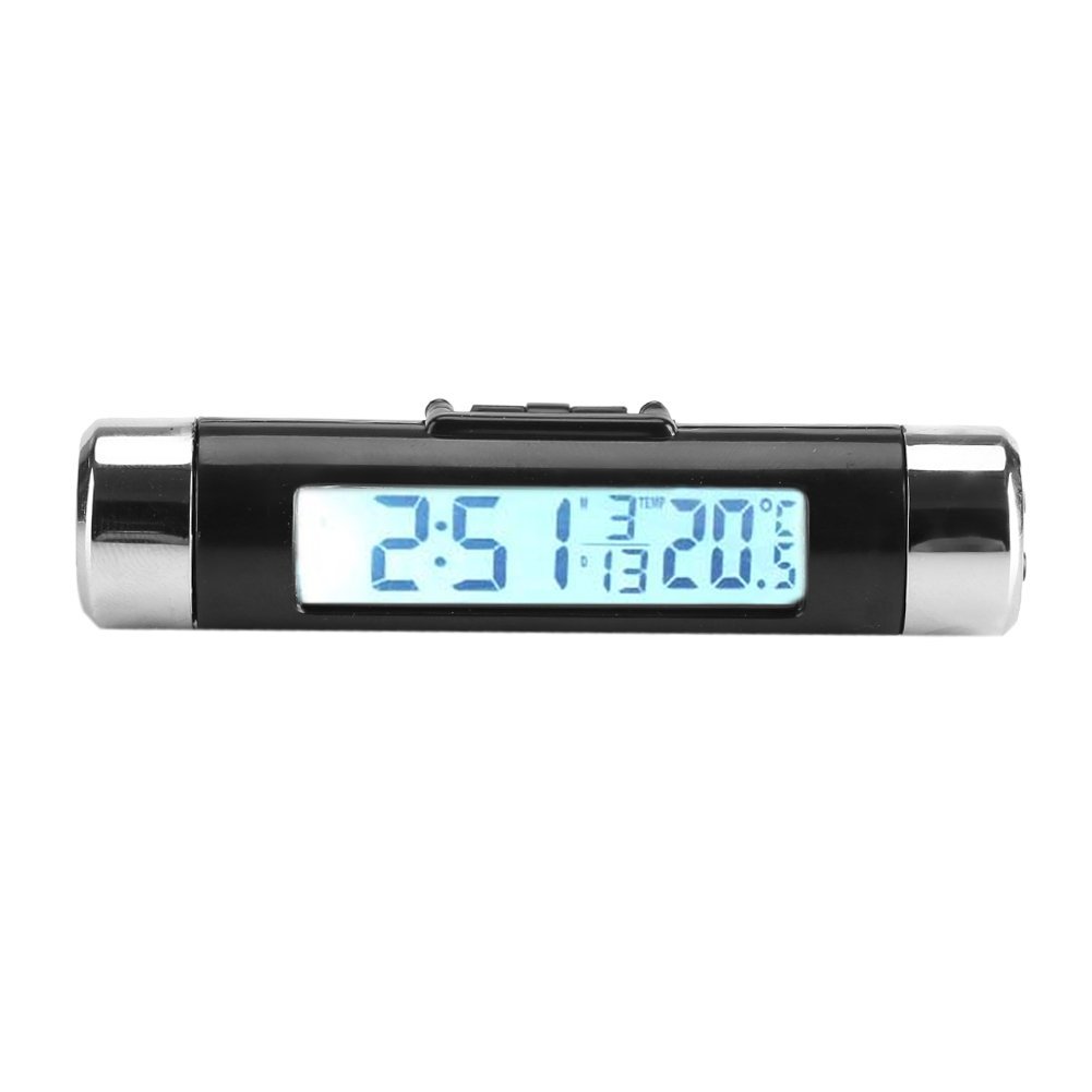 Yosoo Car Clock Thermometer 2 in 1 Digital LCD Backlight Thermometer Clip-on Automotive Time Clock Monitor(white)