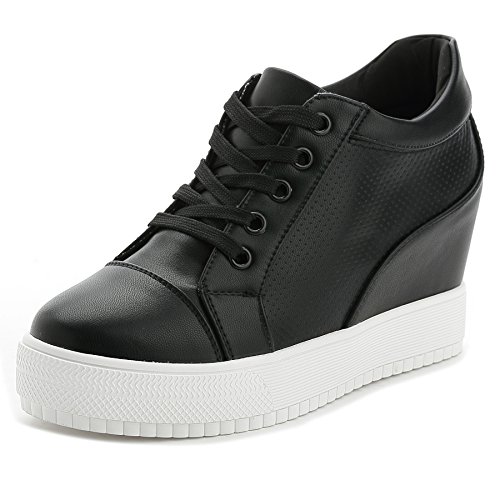 Image of ACE SHOCK Women Wedges Sneakers with Hidden Heel Ankle High Platform Walking Shoes Fashion Bride Wedding Shoes