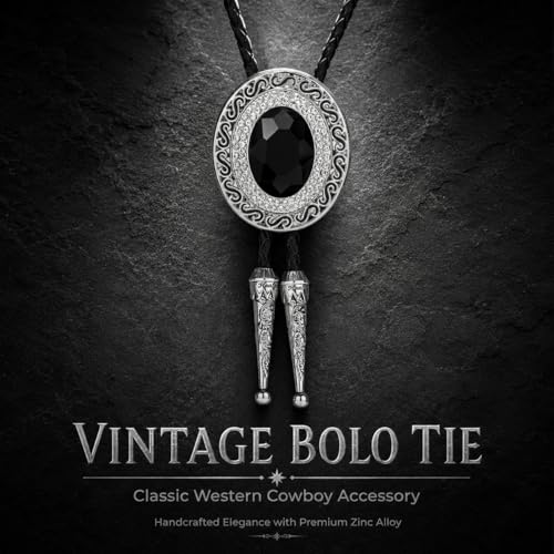 Image of Western Bolo Tie Cowboy Bolo Ties Rhinestone Necklace Bola Tie for Men Women