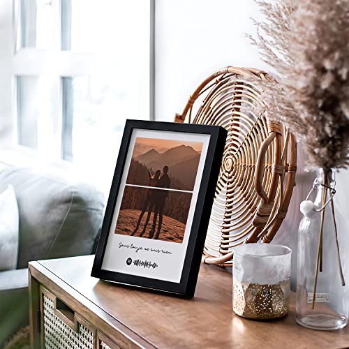 Image of Ritwika's Personalized Spotify Song Barcode With Photo & Message Digital Print Engineered Wooden Rectangular Tabletop Frame For Desk 17 X 22 CM Multicolor Set Of 1