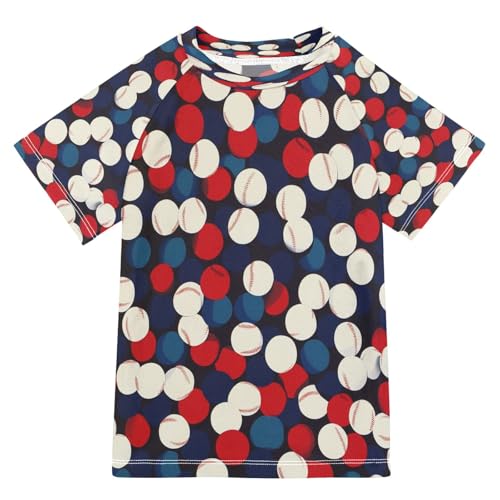 Boys Short Sleeve T-Shirts Baseball Ball Sport Rashguard Kids Swim Shirts Sun UPF 50+ Multicoloured