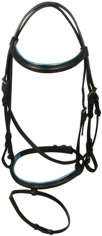 English Bridle Headstall Reins Leather Cowhide Genuine Horse Crossover Crossunder Raised Fancy Stitched Laced All Purpose Jumping Dressage Rubber Crystal Adjustable Browband Size:Full-Cob, M133