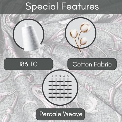 Image of Mafatlal 186 Tc Corsica Cotton Bedsheet King Size | 108 X 108 Inches | Breathable Summer Sheets for Sleeping Comfort | Pure Cotton Bedding with 2 Pillow Covers | Grey Matter