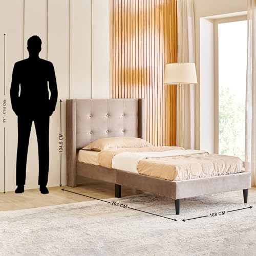 Image of Home Centre | Helios Bravo Betty Single Bed | Engineered Wood | Brown | 1 Year Warranty