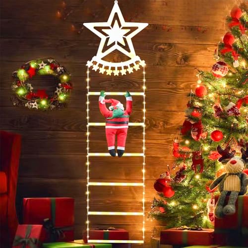 LED Weihnachtsmann Leiter Lichterkette,1.75M LED Weihnachtsbeleuchtung mit Timer,Speicherfunktion, 8 Modi Lichterkette Weihnachten für Innen Außen Weihnachtsbaum Weihnachten Deko (warmes licht) LED Weihnachtsmann Leiter Lichterkette,1.75M LED Weihnachtsbeleuchtung mit Timer,Speicherfunktion, 8 Modi Lichterkette Weihnachten für Innen Außen Weihnachtsbaum Weihnachten Deko (warmes licht)
