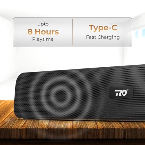 Image of RD SP-12 Smart Portable Wireless Bluetooth Soundbar Speaker with Bluetooth v5.0, FM Radio, USB, TF Card, AUX, Hands-Free Calling, Portable Stereo Speaker, Deep Bass Sound - Black