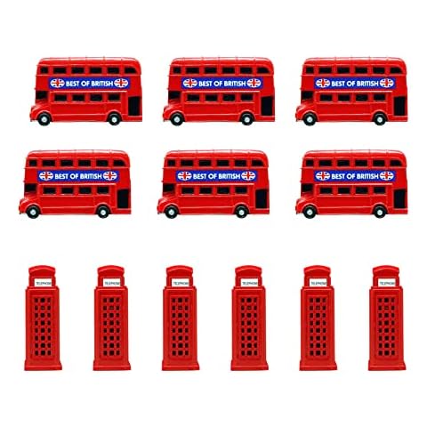 Fridge Magnets Set London Bus and Telephone Box Kitchen Small Metal Refrigerator 3D Magnet Souvenirs Gift Ornaments Home Decor (6 x Bus 6x Telephone) Cover