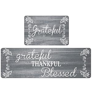 HEBE Anti Fatigue Kitchen Rug Sets 2 Pieces Non Slip Thick Cushioned Kitchen Mats for Floor Set Waterproof Farmhouse Kitchen Runner Carpet Comfort Standing Mat for Home Office Laundry Room Grey