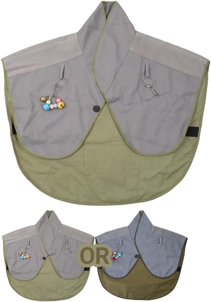 Interactively Play Parrot Shoulder Protector Neck Guard Pet Bird Parakeets Shawl Anti-Scratch Multifunctional Shawl – 1Pcs (Grey-Plus)