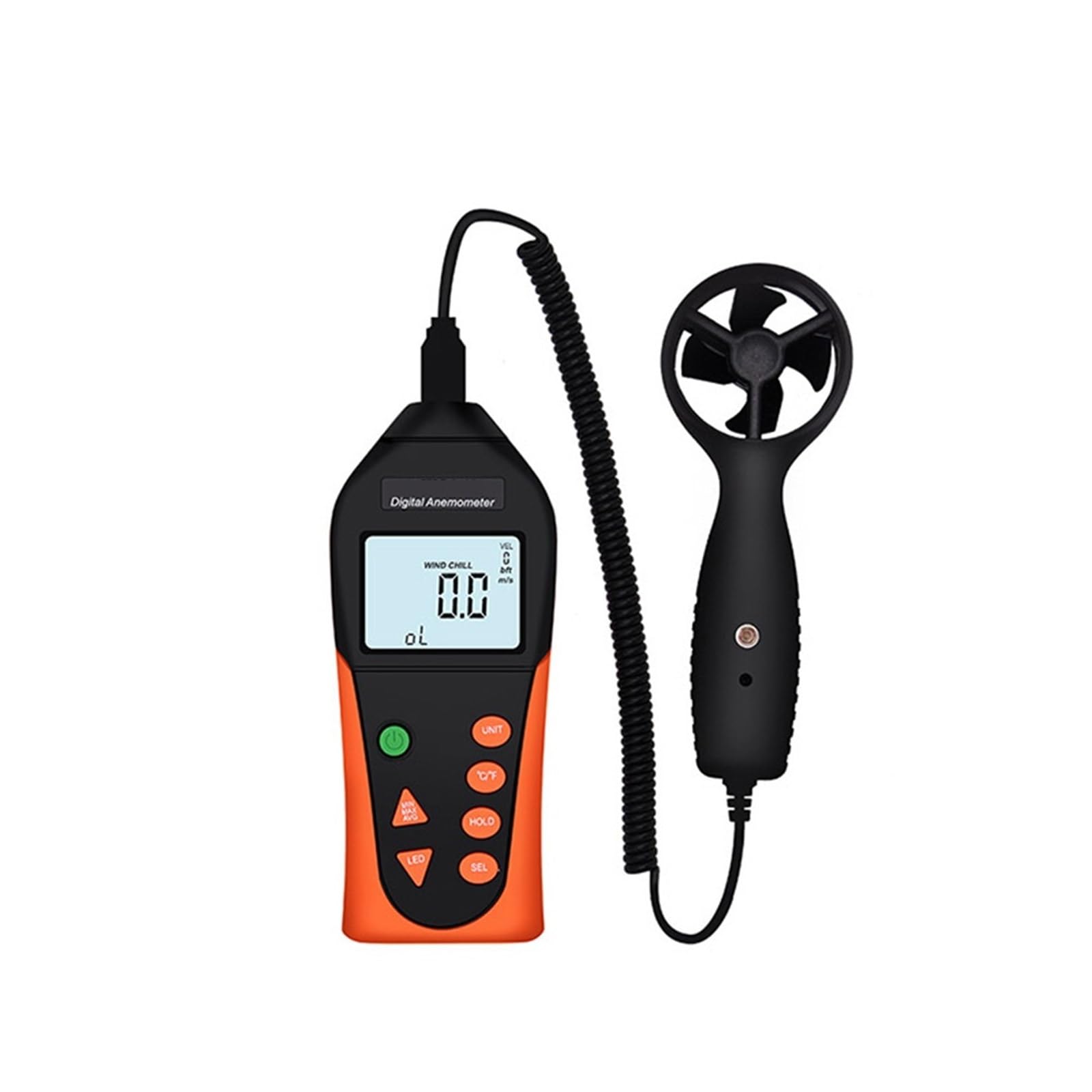 Anemómetro Digital Compacto De Mano Instrumento Medición Temperatura Y Velocidad Del Viento Multiusos Mediciones Precisas Versátiles(VC816B No Bluetooth)